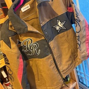 Ryoko Rain Women's ALL STAR Brown Jean Jacket with Black and Pink Accents